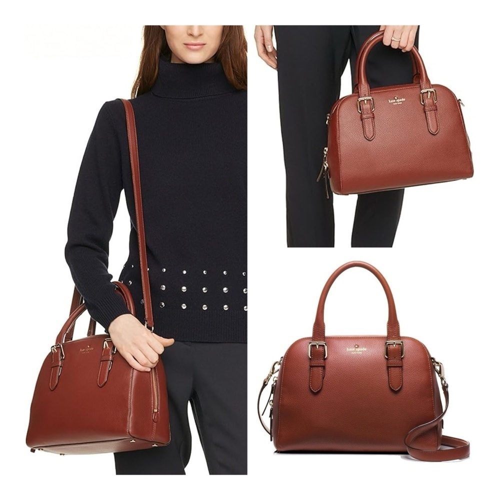 kate spade ♠️ NEW YORK Brighton Park Pebble Leather Felix Satchel - Dark Roast